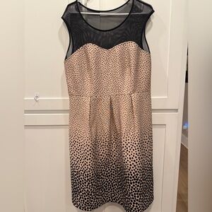 Blush pink dress with ombre polkadots, midi‎ 16W and sleeveless with sheer top.